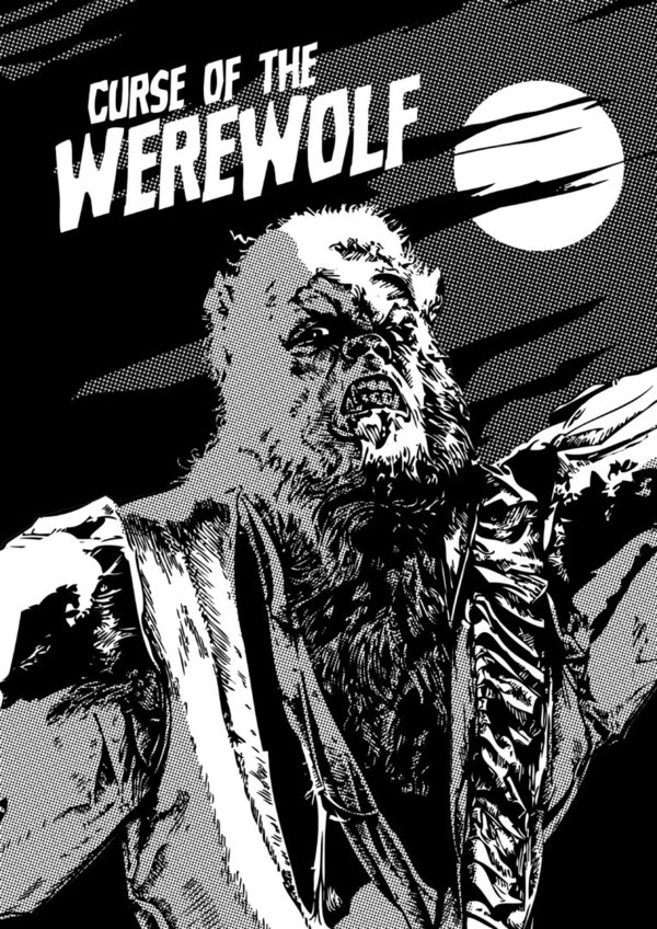 A3 Poster - Curse of the Werewolf Zwart/Wit