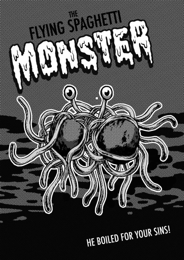 A3 Poster - The Flying Spaghetti Monster Zwart/Wit